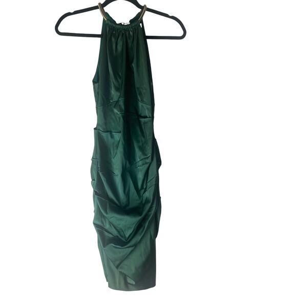 Cache Women's Size 2 XS Green Chain Neck Ruched Mermaid Formal Evening Dress - Picture 5 of 13